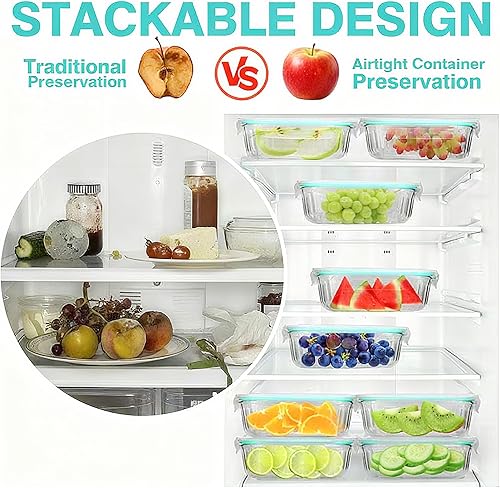 Miniatura 3 de Paquete de 5, recipientes de vidrio de 36 onzas con tapas de cierre a presión, recipientes de vidrio para alimentos, recipiente hermético para el