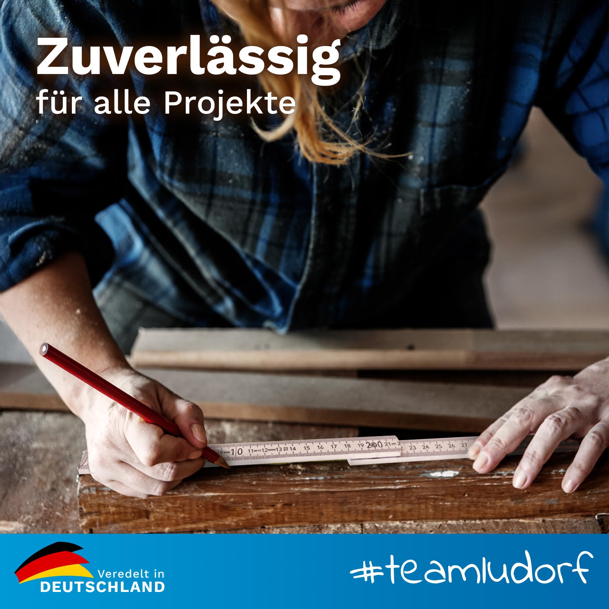 Zollstock 2m Weiß personalisiert mit Namen oder Logo - Werkzeug Geschenk für Männer