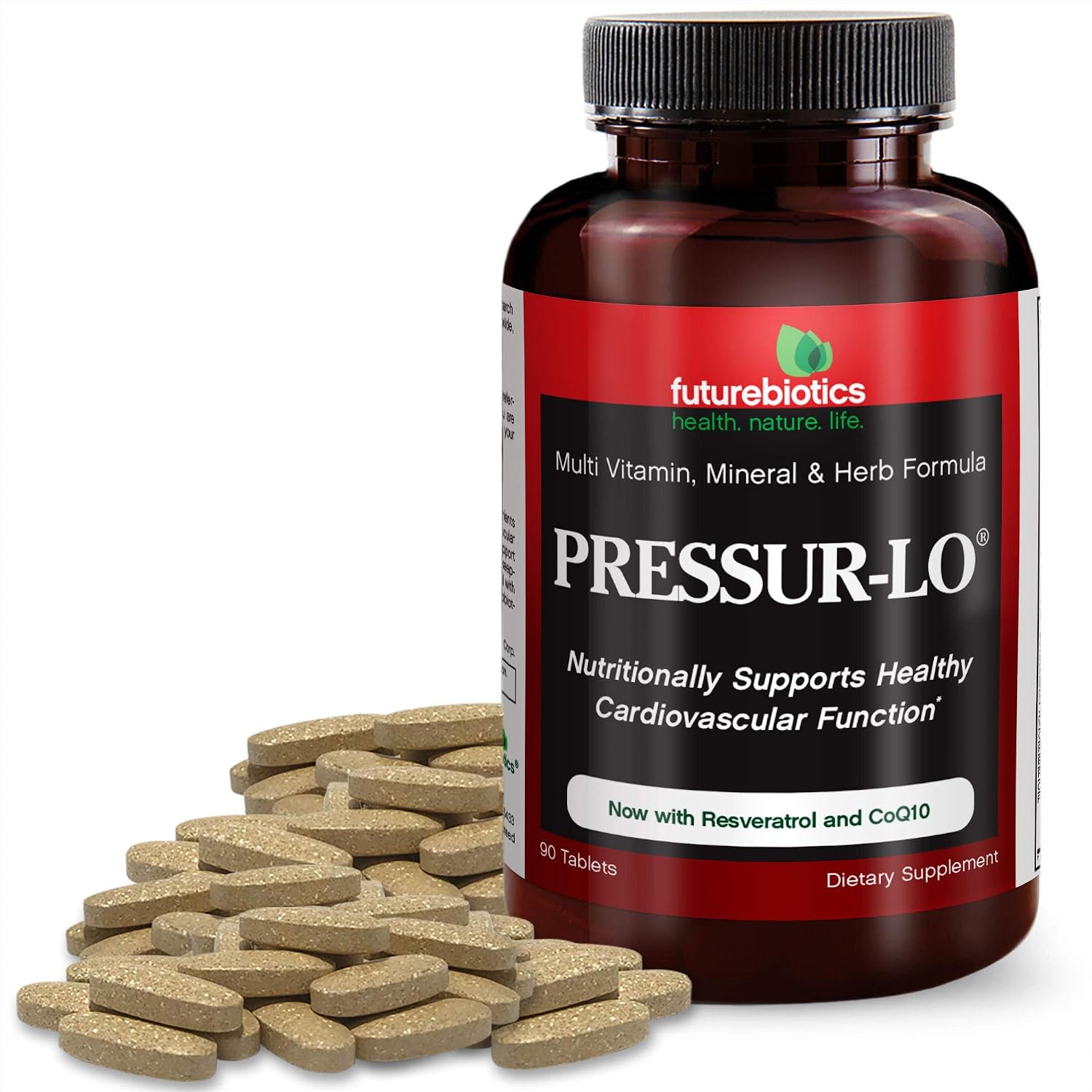Futurebiotics Pressur-Lo Multi-Vitamin, Mineral & Herb Formula - CoQ10, Garlic, Calcium, Magnesium, Niacin, Resveratrol - Manufactured in an cGMP Registered Facility - Heavy Metal Tested