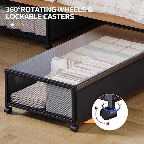 Miniatura 4 de Almacenamiento debajo de la cama con ruedas contenedores de almacenamiento debajo de la cama de 36 pulgadas de largo, gran capacidad de 54 litros