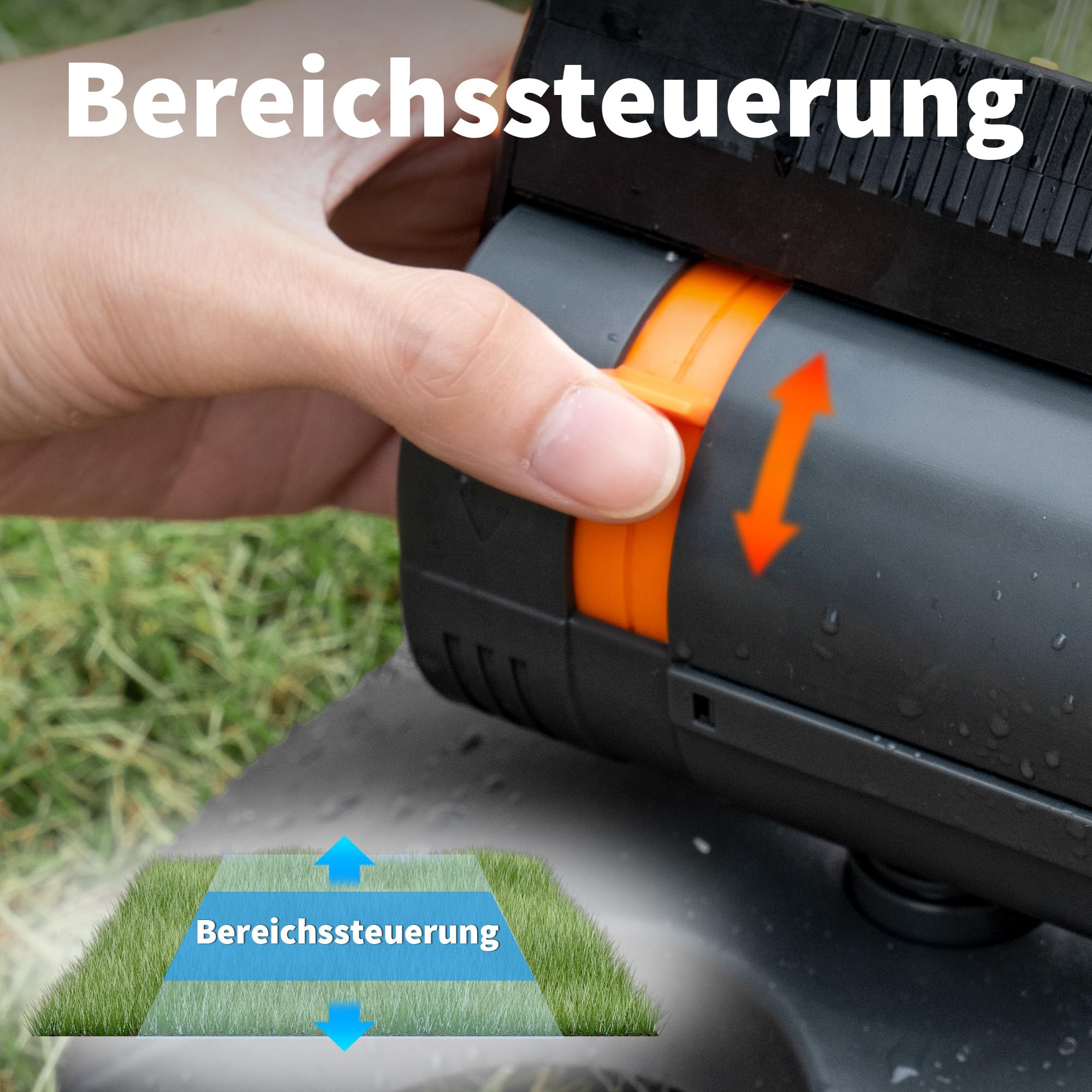 Diivoo Mini Turbo Oszillierender Rasensprenger 16 Düsen, Gartensprinkler mit Schnellanschluss und Großer Basis, Wassersprinkler Einstellbare Breite, Reichweite und Durchflussrate, Grau