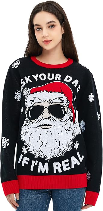 Ugly Christmas Sweater for Women Funny Tacky Inappropriate Hilarious Cute Womens Holiday Sweaters Adult Xmas Vacation