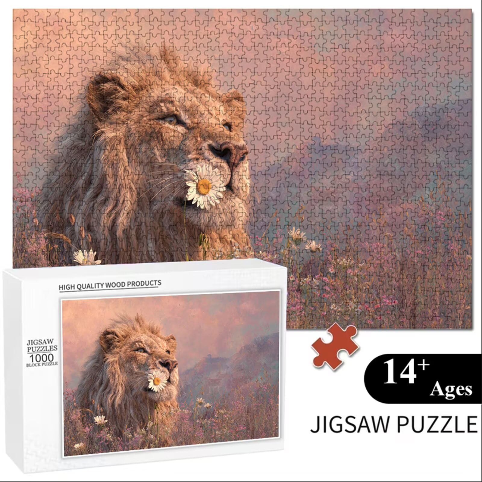 4000 Pezzi Puzzle Adulti - Leone & Margherita - Fabbricazione in Legno Robusto (Forma Classica) - Decorazione Murale con Poster - Prodotto Riservato ad Adulti e 14 Anni in Su (147x105cm) P3#468