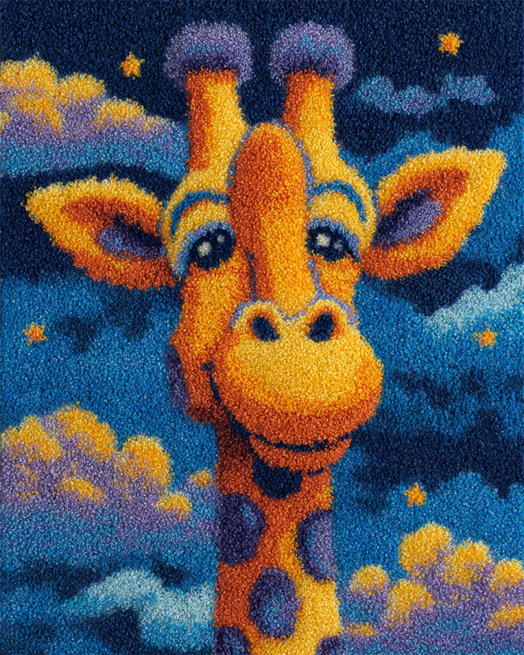 Animal Diy Kit Manualidades Alfombra La Jirafa Y El Cielo Estrellado Kits De Ganchillo Para Hacer Alfombras，Juego De Bordado,Kit De Ganchillo Para Principiantes，Manualidades De Costur 21x29in