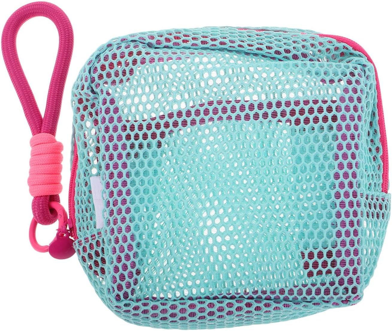 FRCOLOR Mesh Pouch Makeup Bag with Zipper and Lanyard for Travel Office