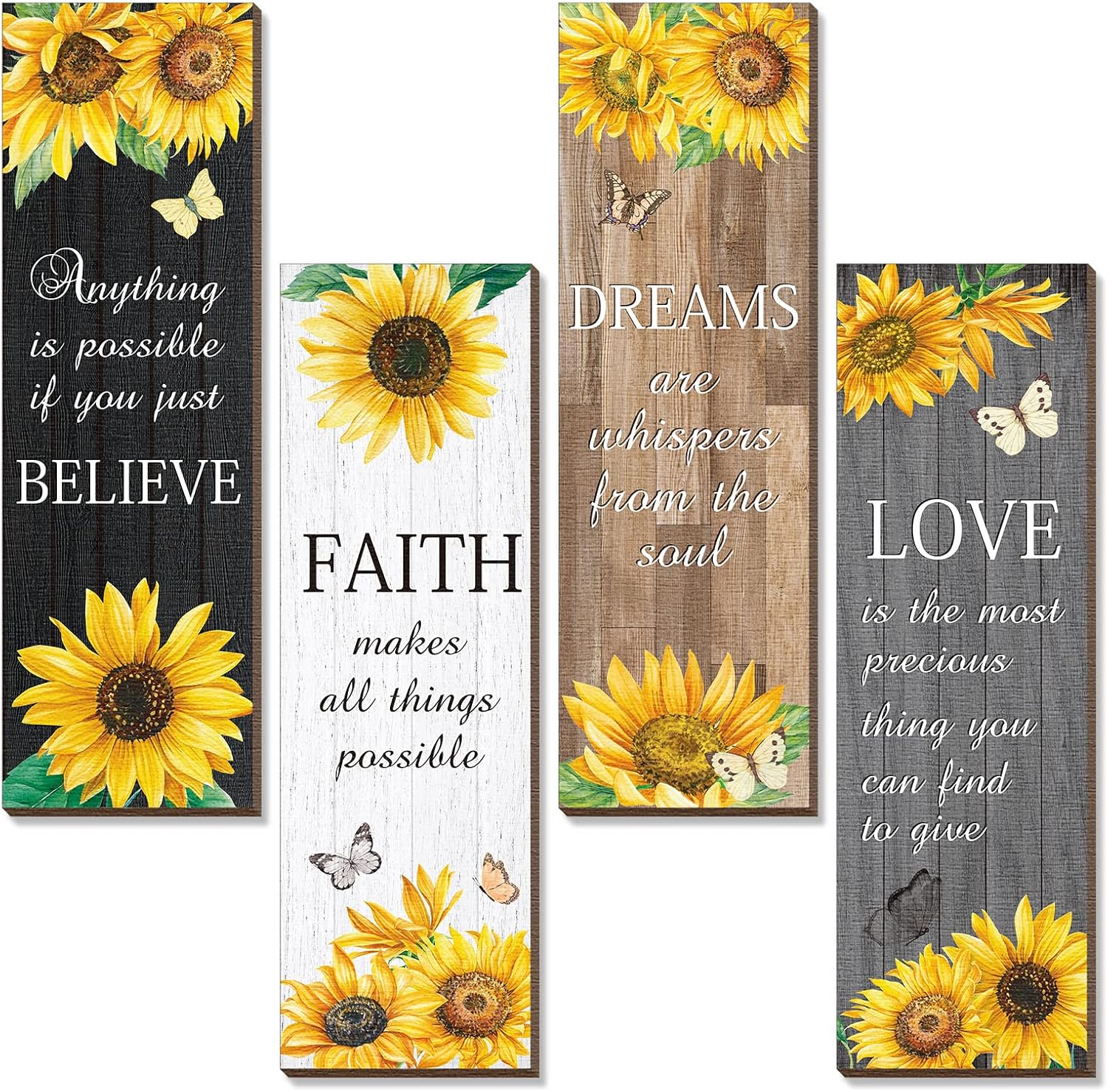 4 Pcs Sunflower Wall Decor Inspirational Sunflower Kitchen