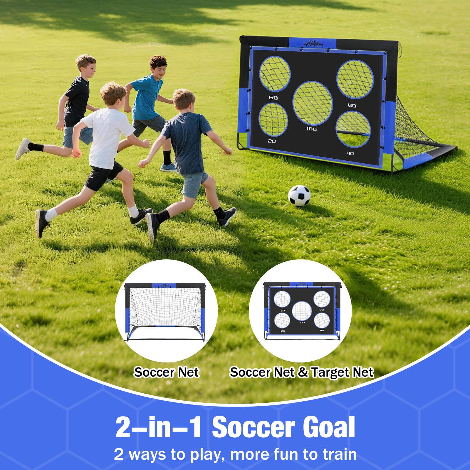 MoKo Portería de Fútbol Plegable con Red, Equipo de Entrenamiento Portátil para Niños