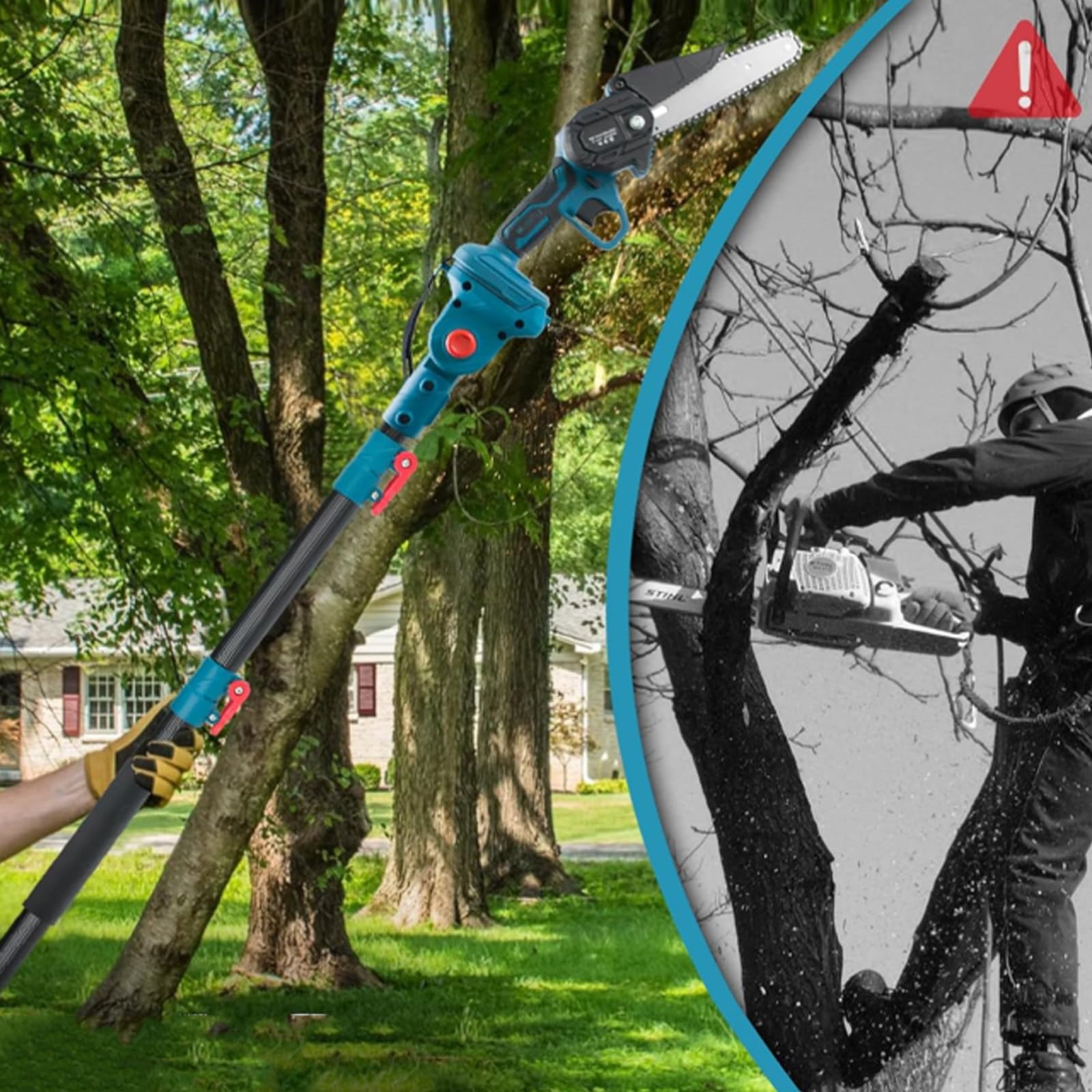 Elektryczny Sekator Ogrodowy Z Wysuwaną RąCzką, śRednica CięCia 40 Mm, 13,12 Ft Maks. ZasięG, Zestaw PiłY Na Tyczce, Do GałęZi, Elektryczne NożYce Do Przycinania