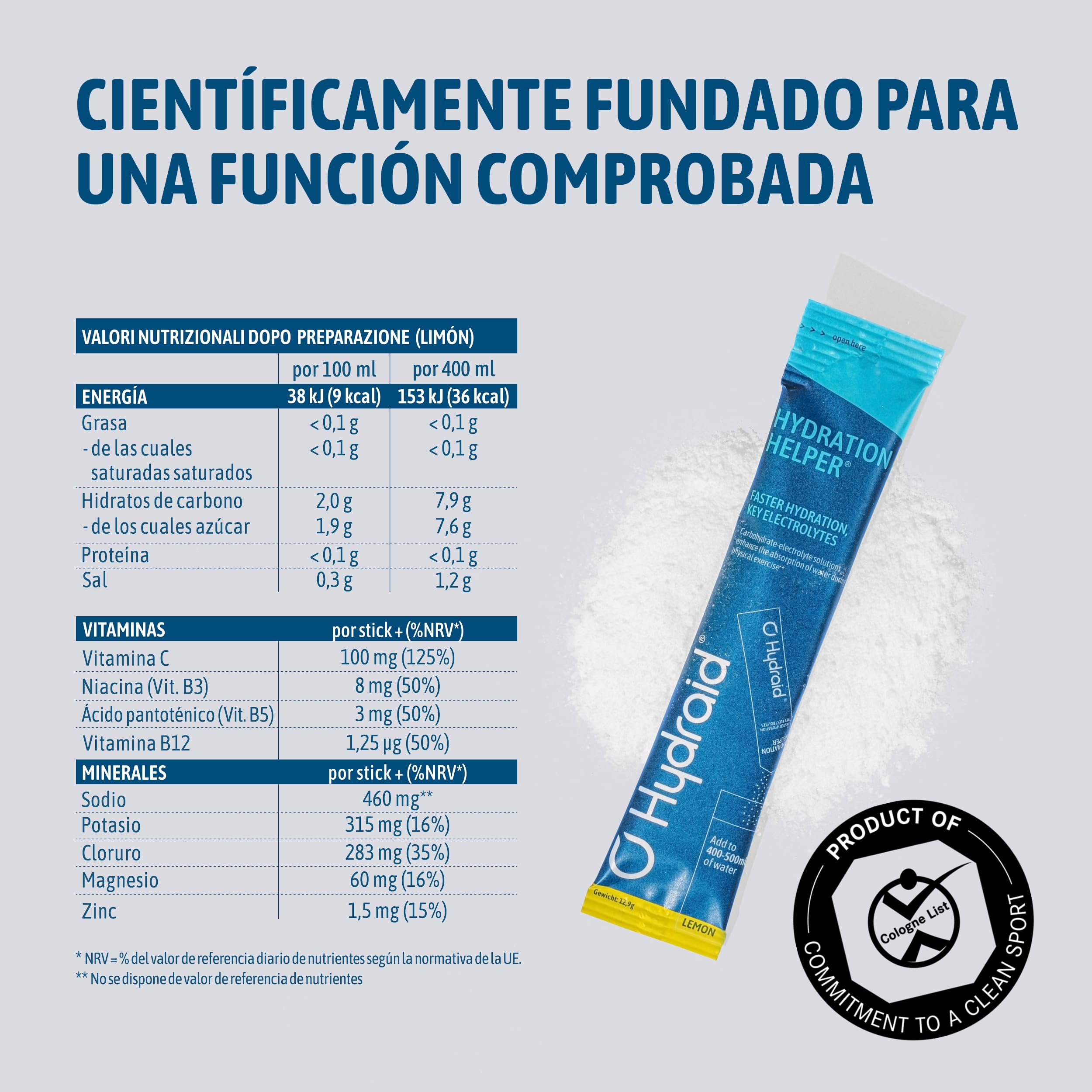 Electrolitos en polvo Hydraid® LIMÓN (1118 mg) – 25 sobres – bebida deportiva para hidratación rápida – calidad alemana
