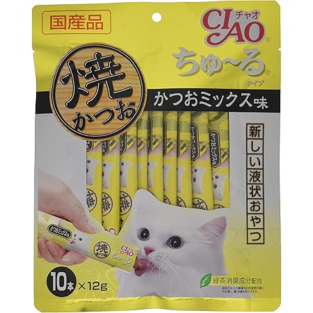 Amazon チャオ Ciao Ciaoちゅーる 焼かつお ちゅ るタイプ かつおミックス味 12g 10本入 チャオ Ciao お菓子 スナック 通販