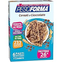 Pesoforma Barrette Cereali Croccanti e Cioccolato, Pasti sostitutivi dimagranti, Ricco in proteine, 12 x 31 g