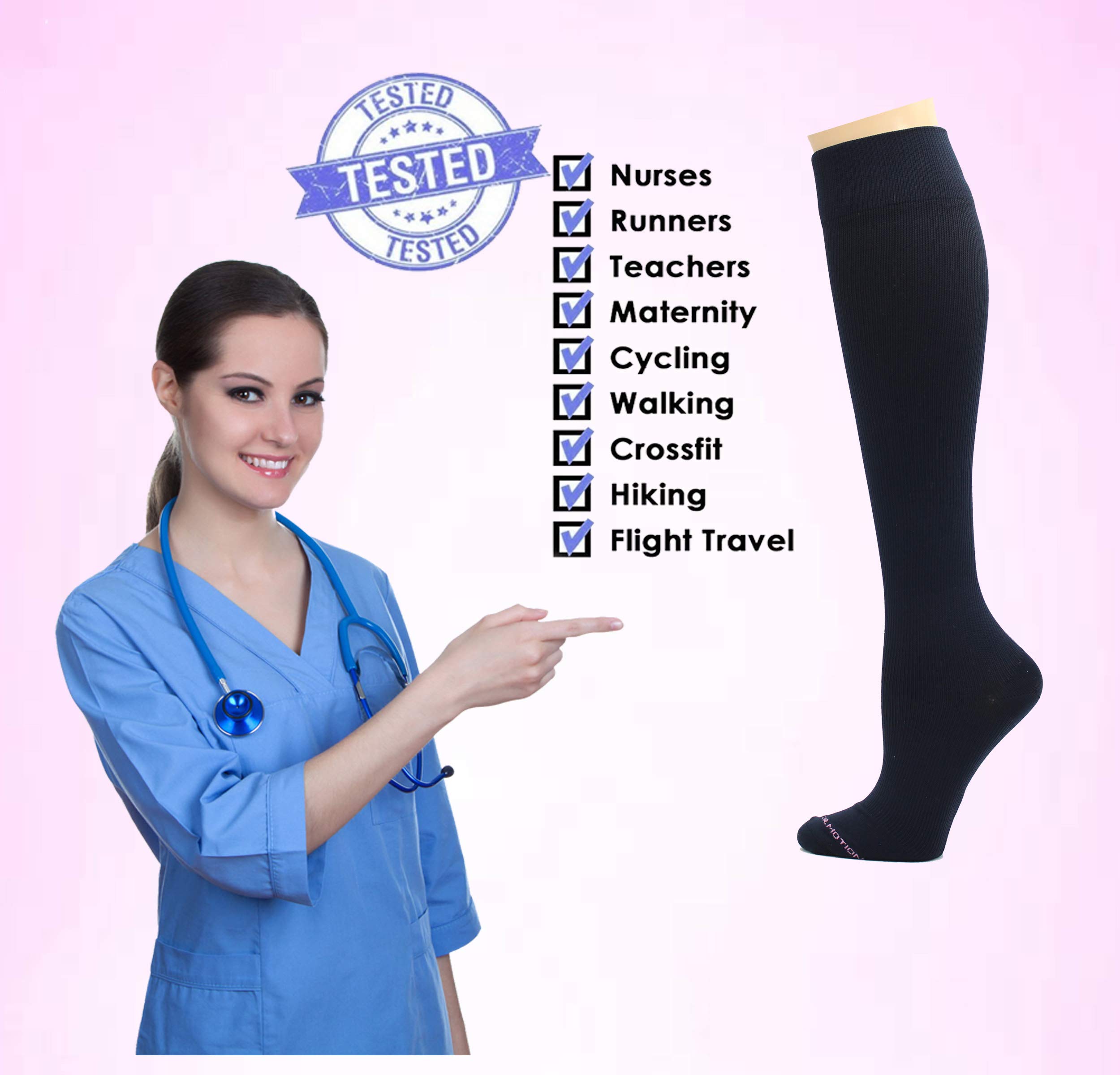 Dr. Motion Therapeutic Graduated Compression - Calcetines para mujer (4 pares)