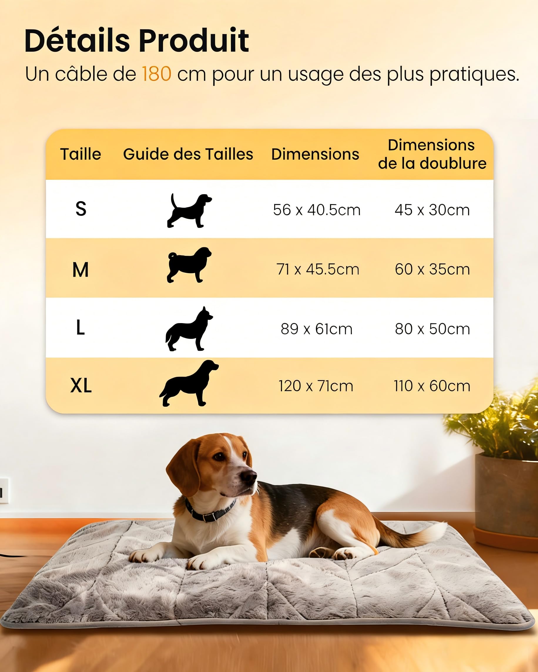Mora Pets Tapis Chauffant pour Chiens et Chats – Coussin Chauffant Sécurisé avec Câble Anti-Morsure, Surface Imperméable et Lavable 71 x 45.5 cm