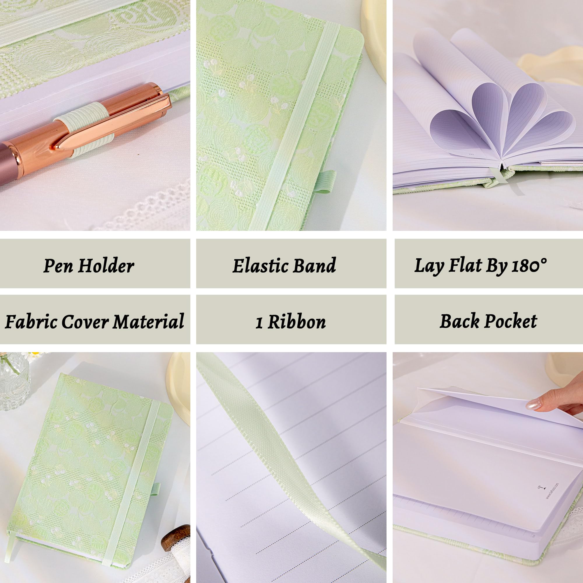 TIEFOSSI Lined Journals for Writing Aesthetic Floral Notebook, College Ruled Notebook A5 Hardcover Notebooks for Women & Girls, 100GSM 316 Numbered Pages, Travel, Business, Work, Office, School Taking - Image 3