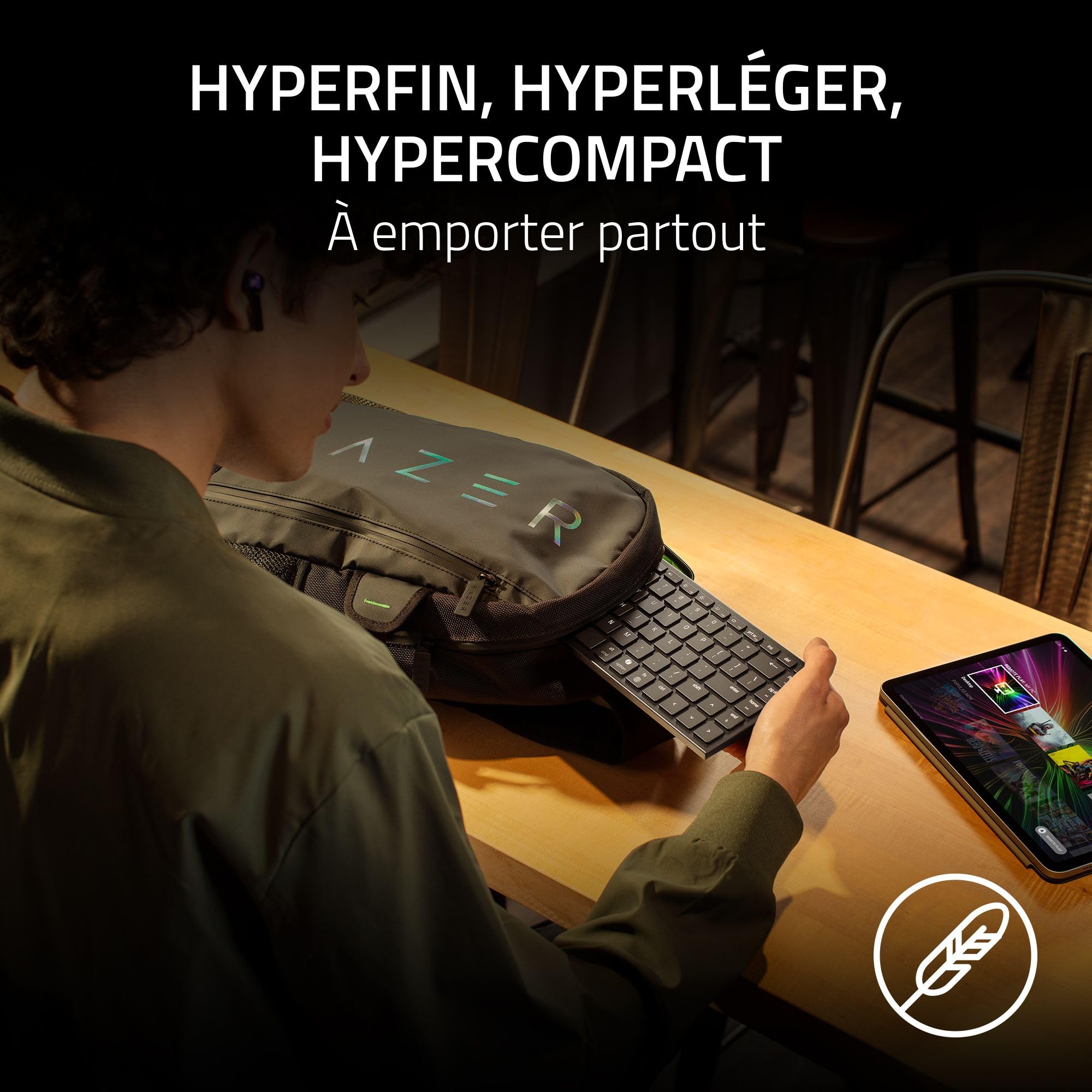 Razer Joro Portable Keyboard - Clavier sans Fil Rétroéclairé Compact - Bluetooth - WiFi - Low Profile - USB-C - Compatible Apple macOS & iOS - PC Windows - Clavier Francais AZERTY | Noir