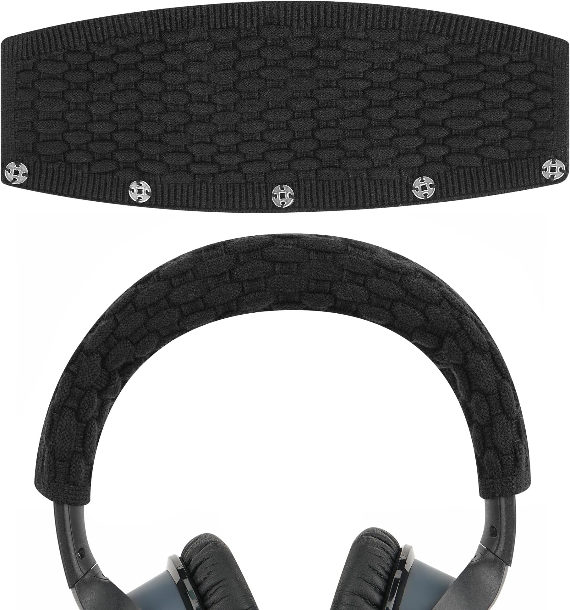 Geekria Knit Fabric Headband Cover Compatible with Bose QC35 II, QC25, QC15, QC2 Headphones, Head Cushion Replacement Repair Part, Easy DIY Installation (Black)