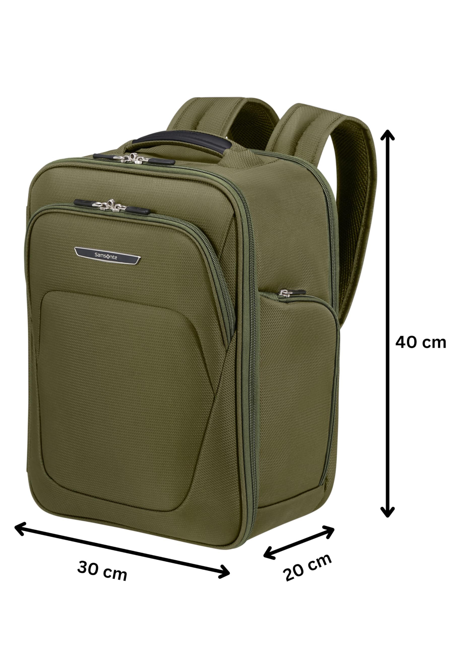 Samsonite Spark SNG Eco - Mochila de Cabina 40x30x20 cm - Equipaje de Mano para Ryanair, Wizz Air & Vueling, Bolsa Bajo Asiento con Compartimento Portátil 15.6", 26 L, 0.80 KG, Verde (Olive)