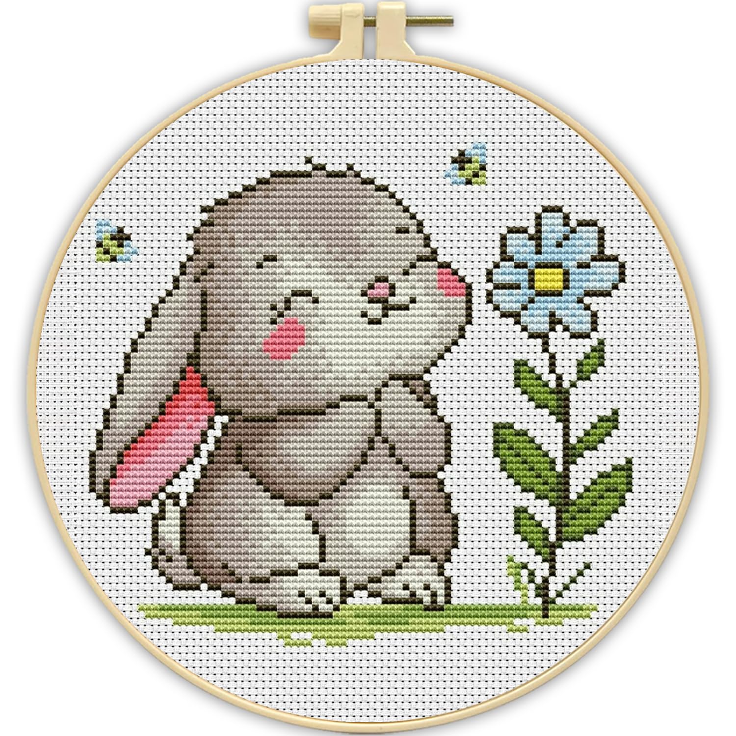 Beginner Cross Stitch Kits - Cute Rabbit Stamped Kit -1 Beginner Cross Stitch Kits - Cute Rabbit Stamped Kit -1