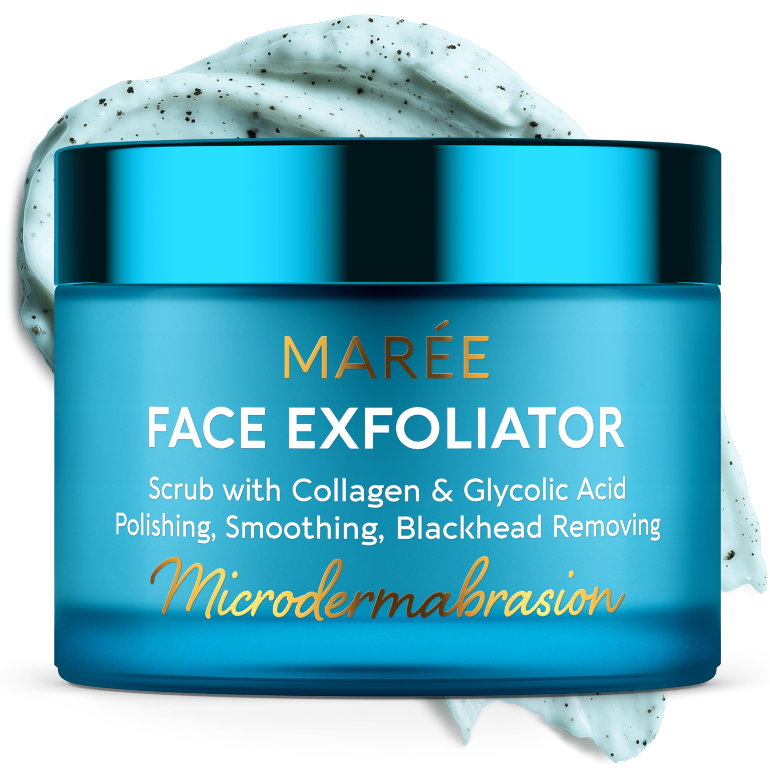 MAREE Face Exfoliator – Microdermabrasion Facial Scrub & Exfoliating Face Wash for Women – Collagen & Glycolic Acid – Gentle Scrub and Exfoliant – Men