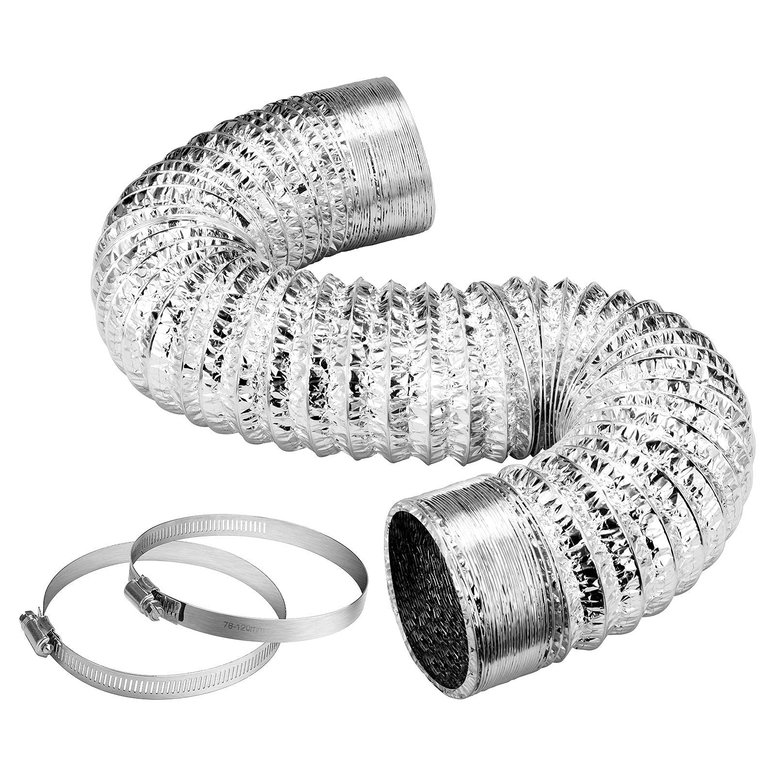 Tubo Flex ISOLATO condotta diam. 152mm Lunghezza 10 metri con 2x Fascette Stringitubo