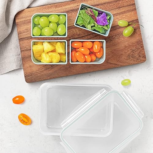 Miniatura 6 de carrotez Recipiente de almacenamiento de alimentos con 4 compartimentos extraíbles, recipiente de preparación de alimentos con tapas herméticas,