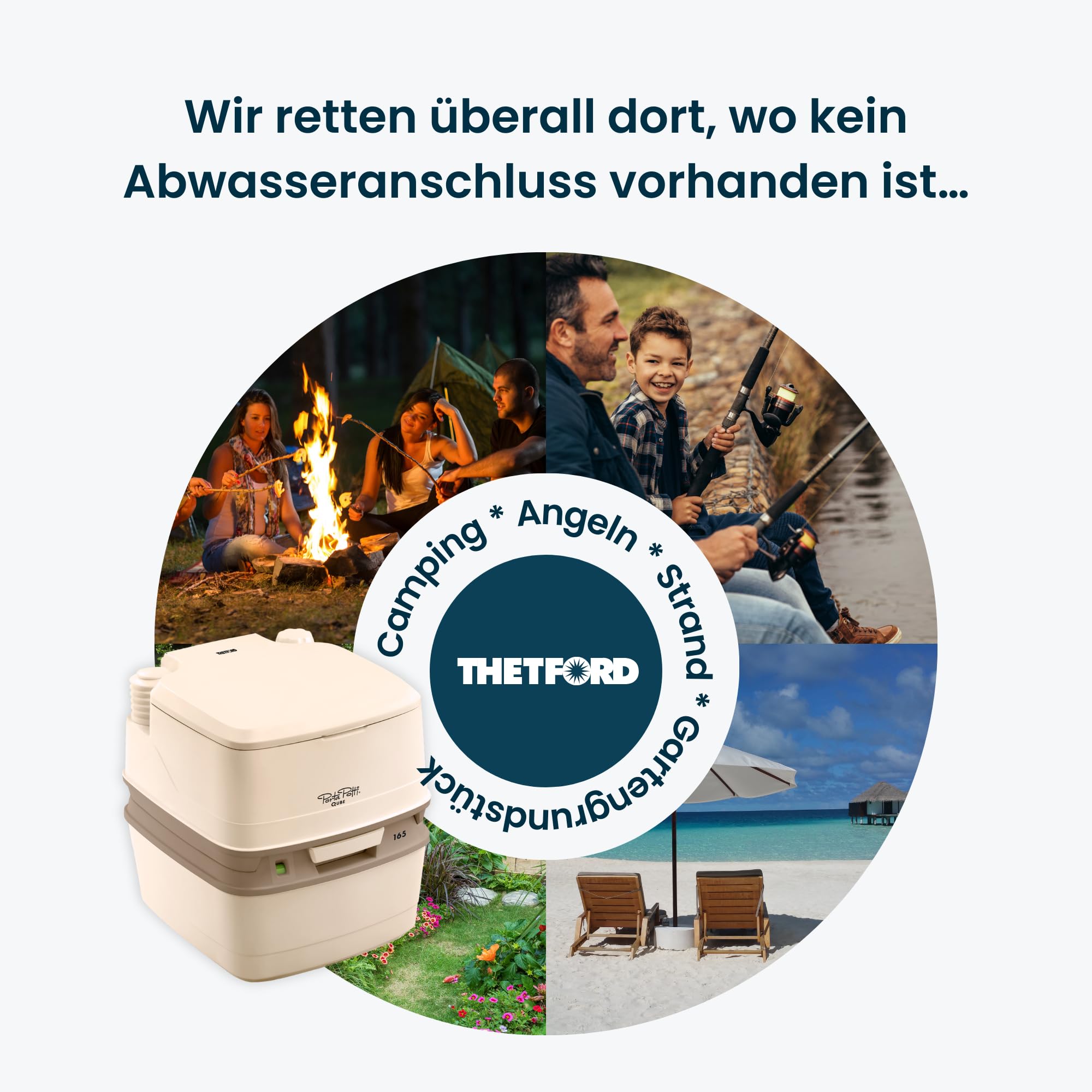 Thetford Porta Potti 165 Campingtoilette 21L, Mobile Chemietoilette, Portable Toilette für Camping & Travel, kompakte Reisetoilette, beige