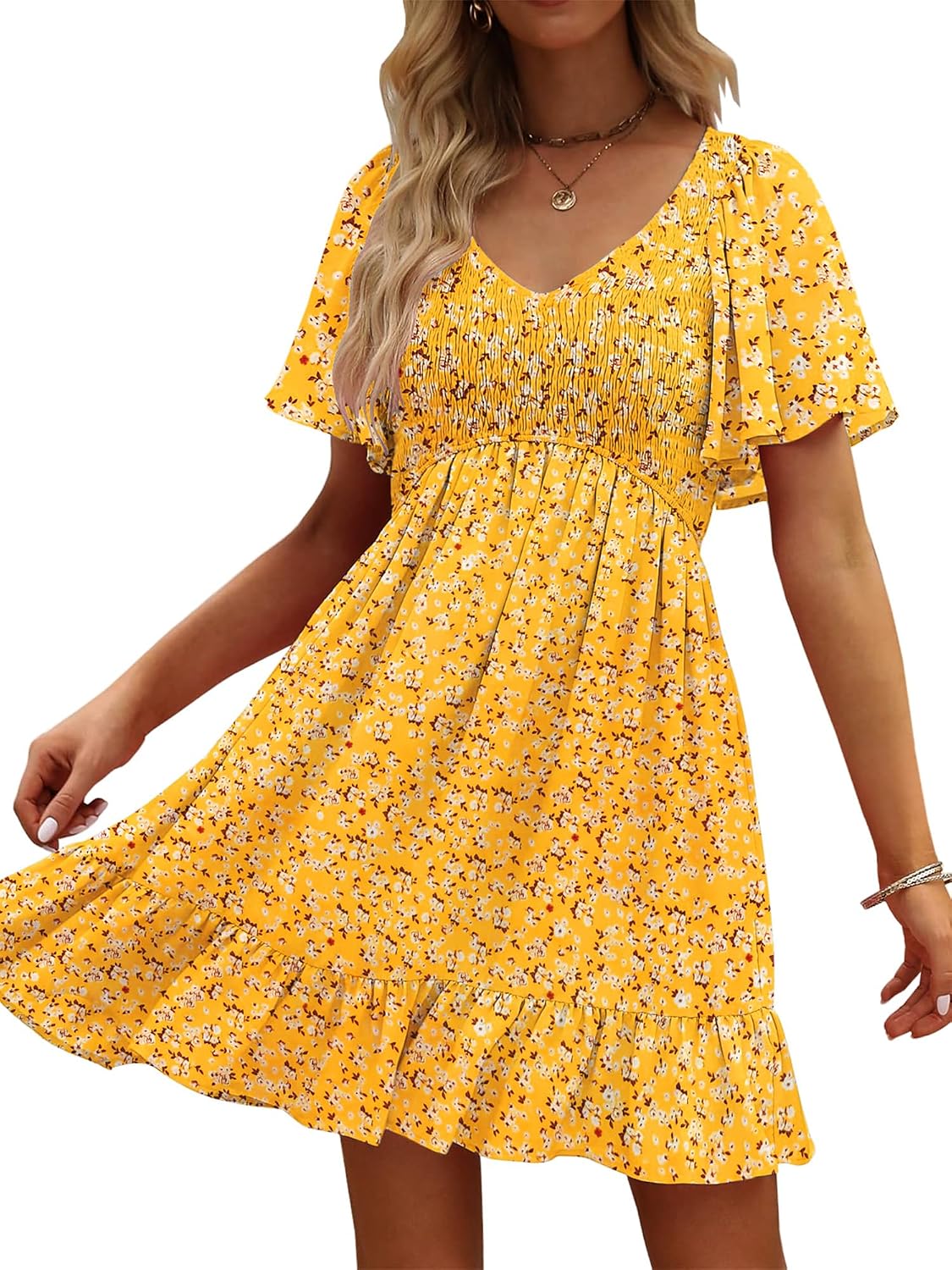 UEAL Womens Cute Floral Smocked V Neck Flutter Sleeve Sundress with Pockets Casual Spring Summer Dresses for Women 2026 - Review, Price and Buying Guide