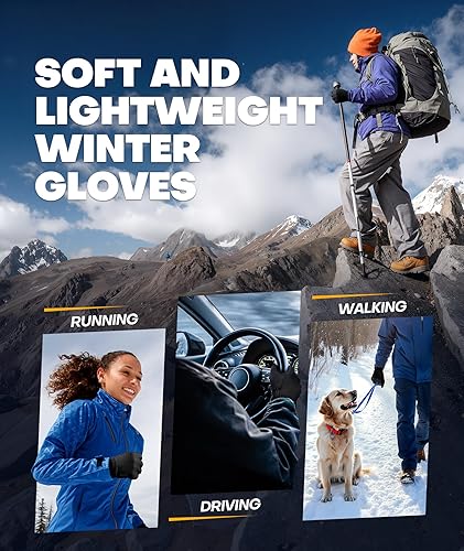 Miniatura 6 de Winter Gloves Men Women Made with 3M Thinsulate, Lightweight Thermal Warm Gloves for Cold Weather with Touch Screen Fingers, Water Resistant Running