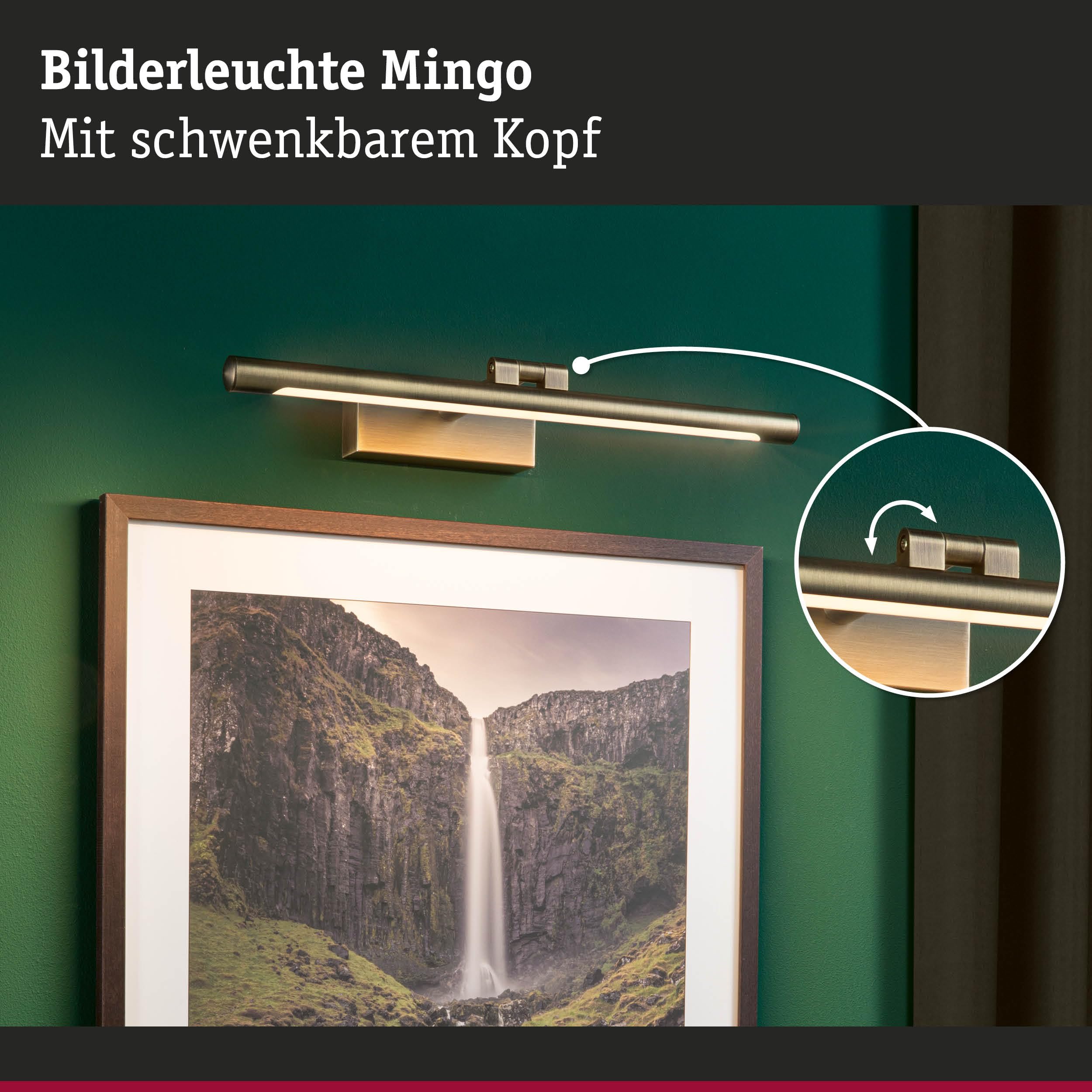 Paulmann 95562 LED Bilderleuchte Mingo 400mm incl. 1x9,5 W Warmweiß Altmessing Bildbeleuchtung Metall, Kunststoff Wandlampe 3000 K