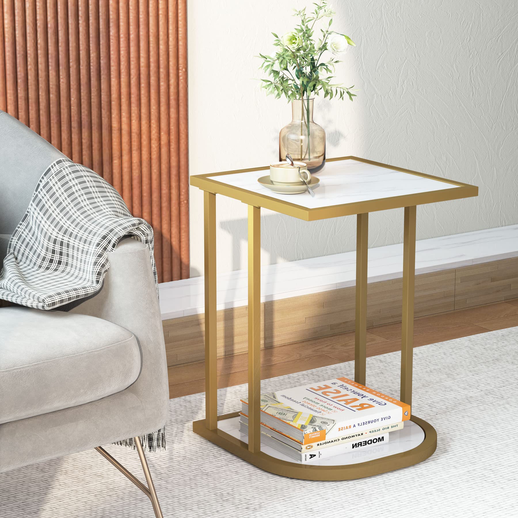 Buy Tribesigns CShaped Side Table, Modern Elegant End Table Snack