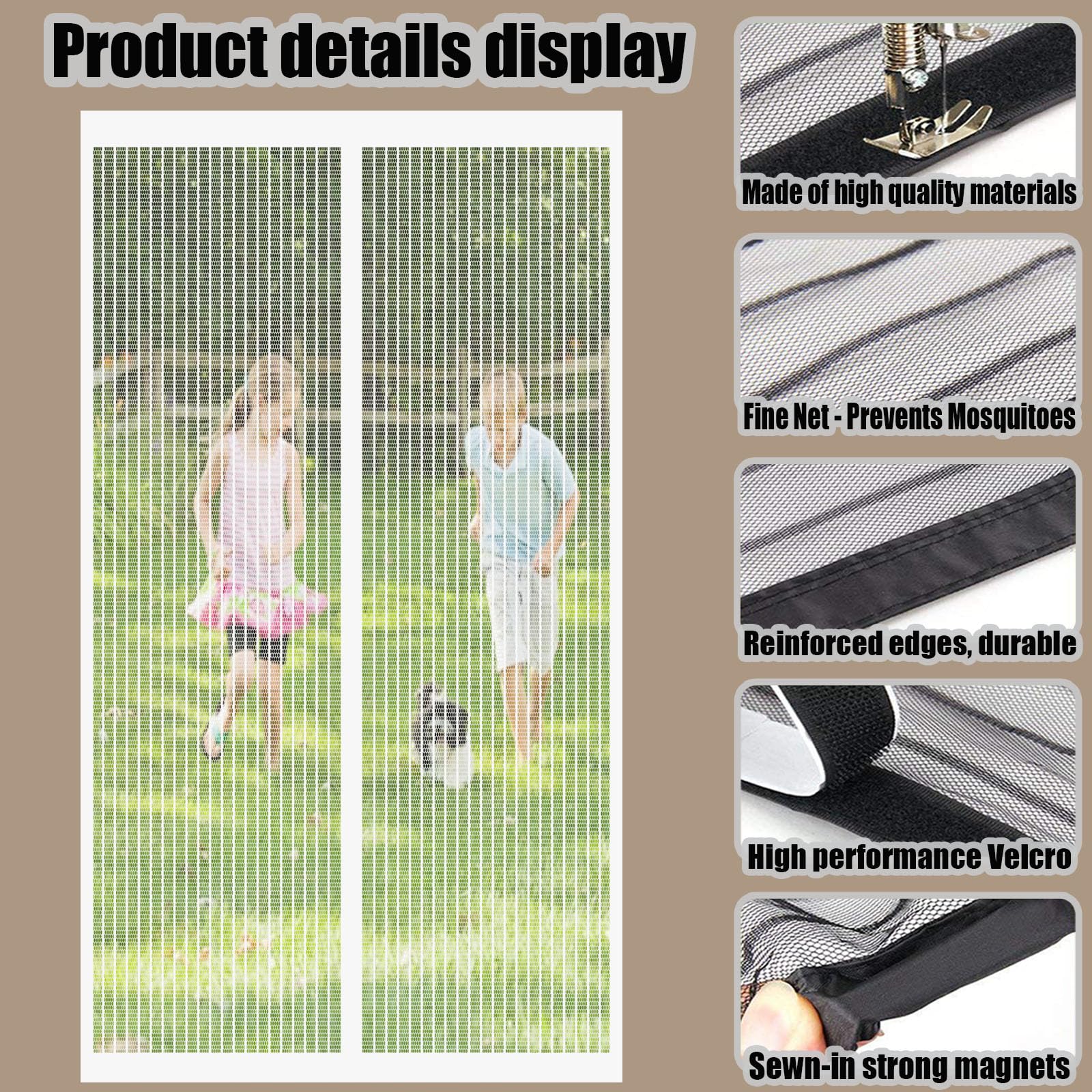 Fliegengitter Magnet Tür 186 x 232 cm Stärkere Magnete Fliegengitter Tür Ohne Bohren Magnetvorhang Fliegennetz Moskitonetz für Balkontüren, Fenstertüren, Terrassentüren., Weiß