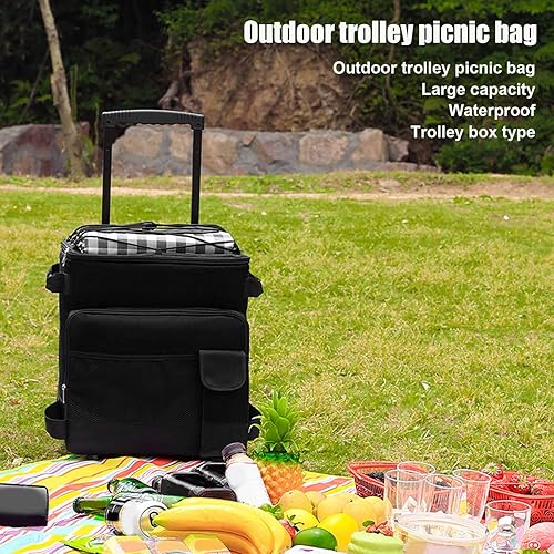 Miniatura 2 de Hielera grande con ruedas, 43L a prueba de fugas, aislada, suave, con ruedas y asa para playa, campamento, patio, viajes, pesca, picnic al aire