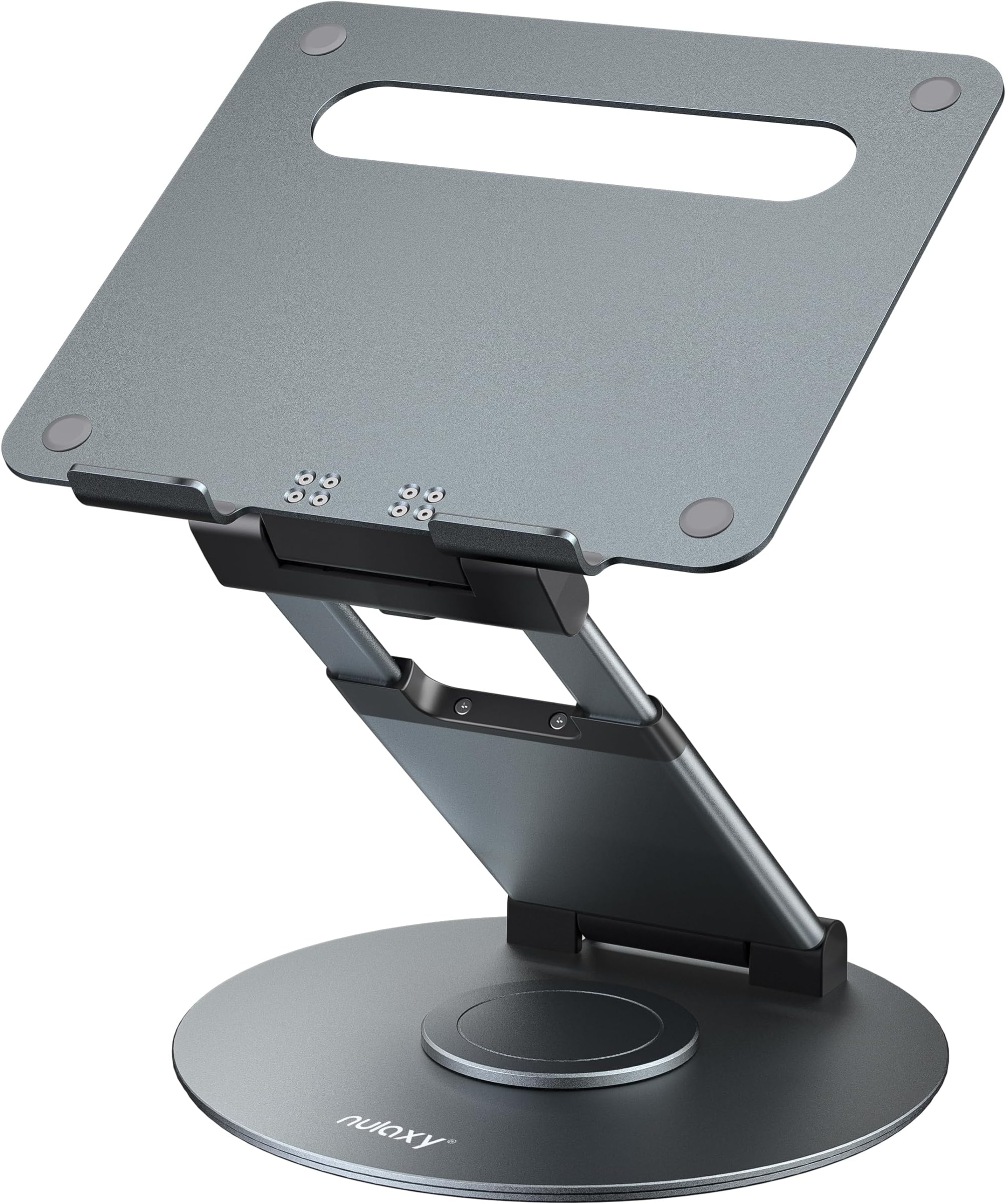 Nulaxy Swivel Laptop Stand, Ergonomic Laptop Stand with 360 Rotating Base, Adjustable Height up to 21", Compatible with MacBook All Laptops Computer 10-17", Grey