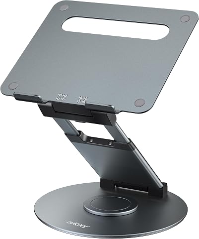 Nulaxy 18" Height Telescopic 360° Rotating Aluminum Laptop Stand, Gray