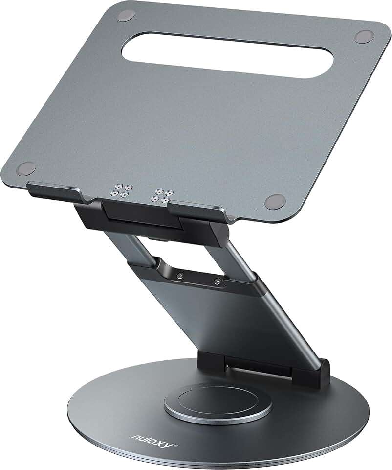 Nulaxy Telescopic 360 Rotating Laptop Stand for Desk Adjustable Height Swivel Pull Out Design Ergonomic Laptop Riser Standing Desk Converter Fits All 10-17" Laptops Computer MacBook, Gray