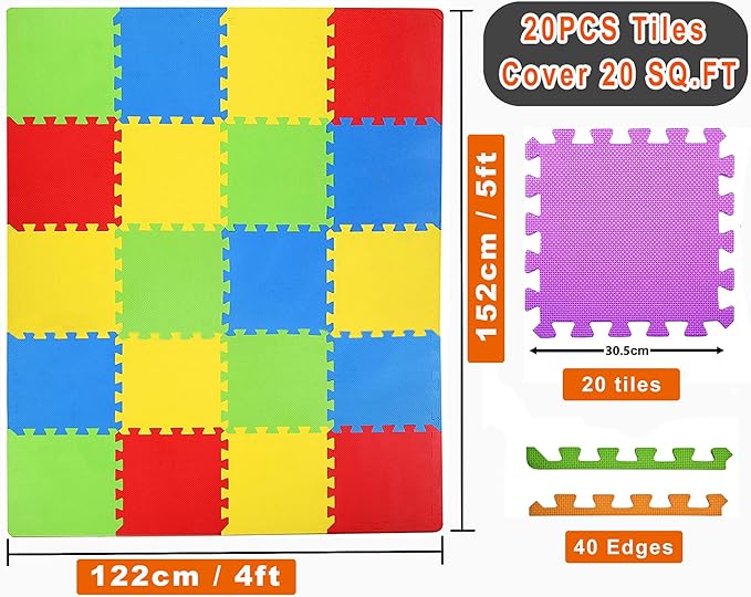 Kangler - Alfombrilla de Juego de Espuma 20 Piezas Multicolor miniatura 3