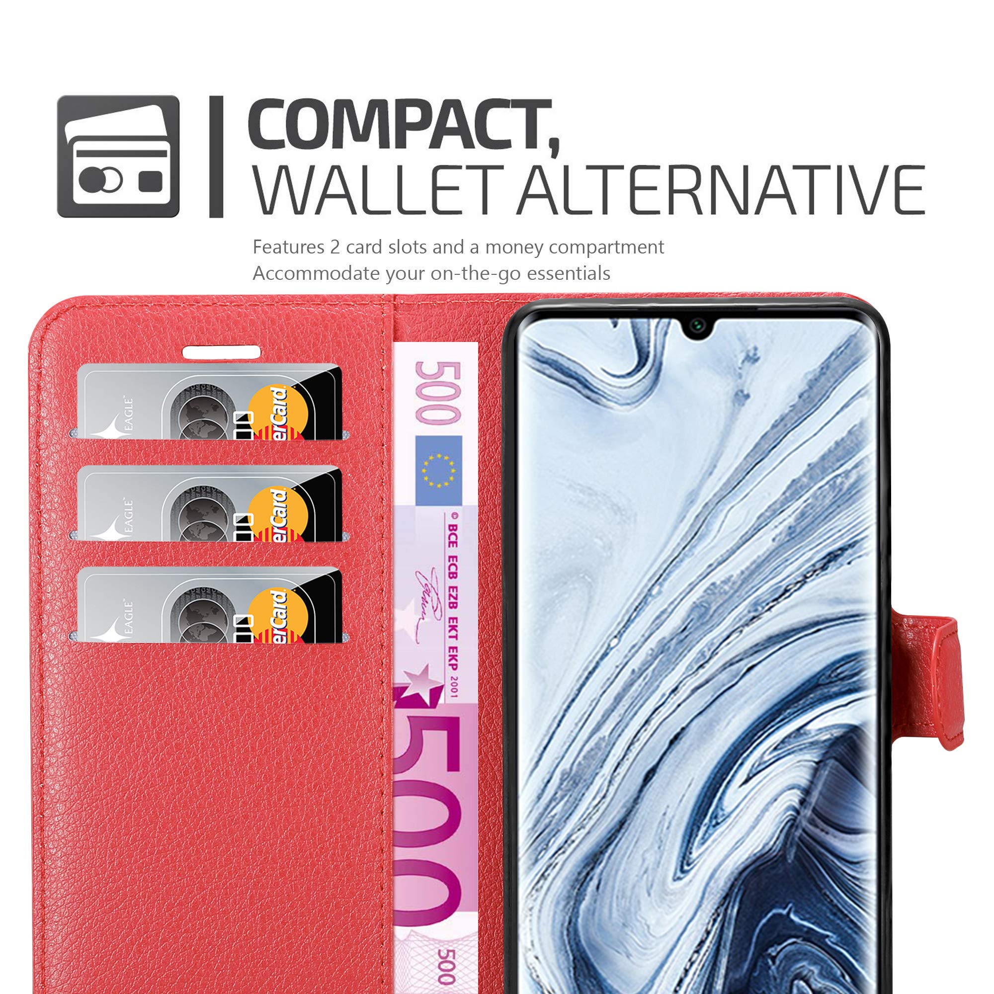Cadorabo Cover Portafoglio Per Xiaomi Redmi Note 10 In Rosso Carminio – Pelle Sintetica, Slot Carte E Chiusura Magnetica - 3