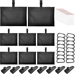 Boat Cover Sand Bags, 8 Pack Boat Cover Weights, 600D Oxford Marine Grade Fabric Sandbags for Weight, Windproof Weighted Sandbags for Mooring Kit, with Carabiners & Tarp Clips for Boat RV Canopy