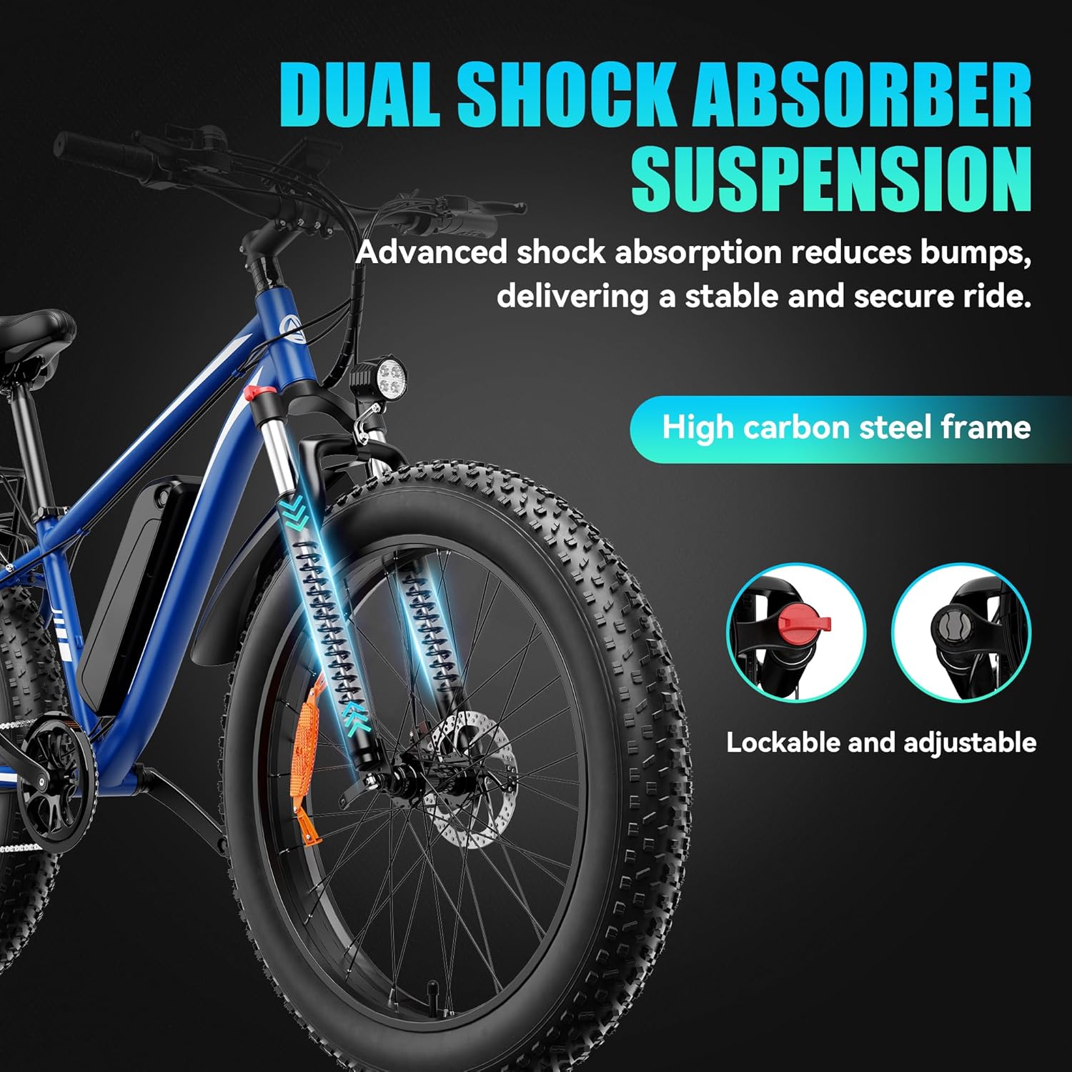 [UL Certified] Electric Bike for Adults with Peak 1500W Brushless Motor, 48V 15AH 35-60 Miles Battery Electric Bicycle, 26" Fat Tire Mountain Bike 28MPH 7 Speed Gears Ebike for Work,Off Road