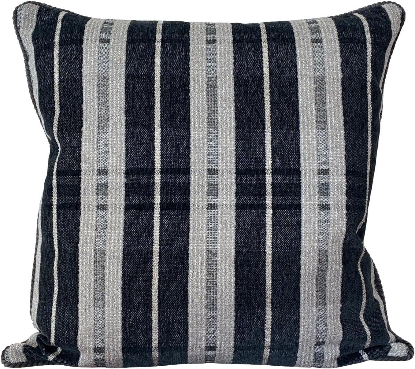 Howard Elliott Collection Roper Decorative Throw Pillow with Plaid Polyester Fabric, Removable Zipper Cover and Down Filled Insert for Sofa or Bed, 24x24 Inch, Charcoal