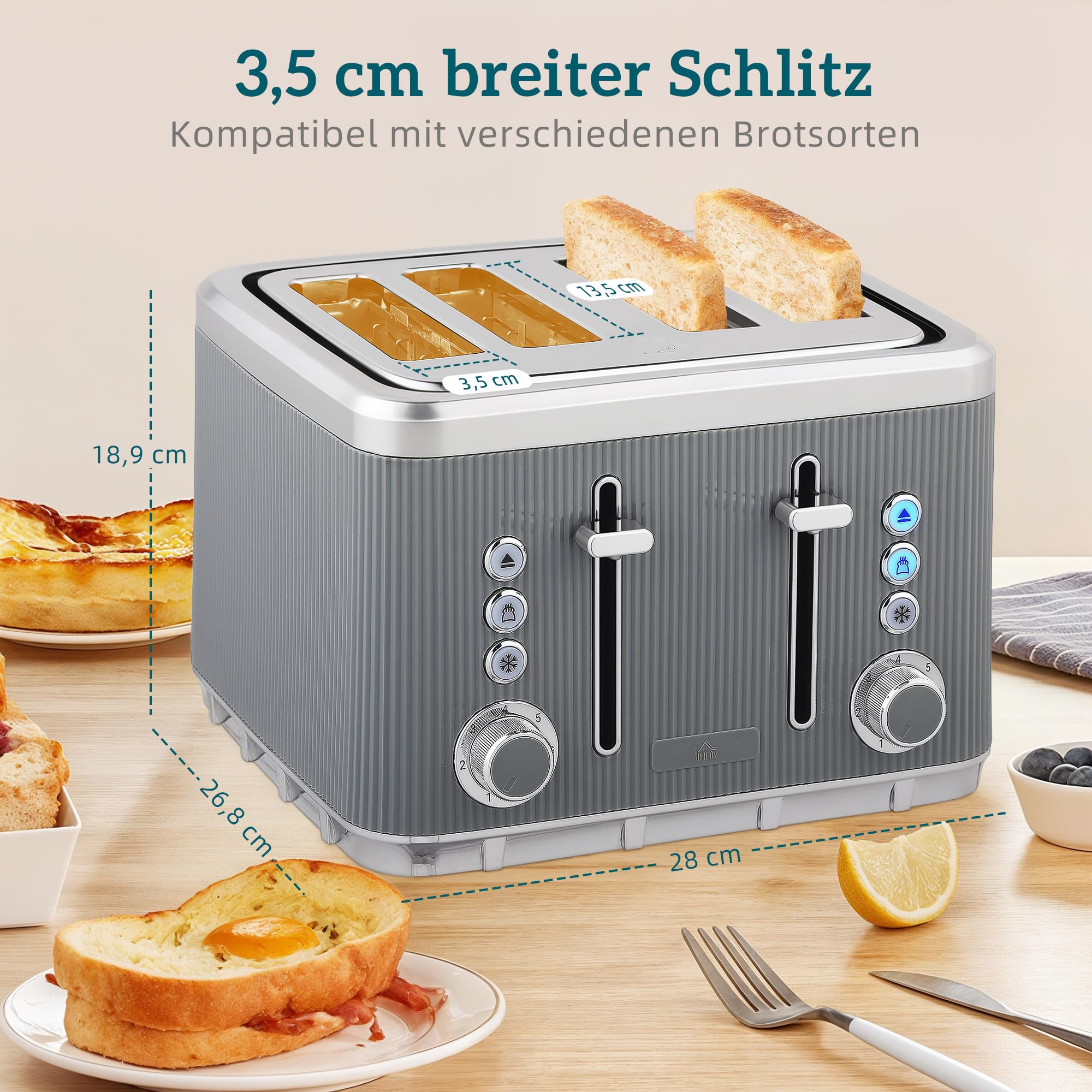 HOMCOM Juego de tostadora para hervidor de agua, 1,7 L, 2200 W, hervidor de agua rápido con interior de acero inoxidable, filtro de descalcificación, carcasa de sensación de refrigeración, termostato