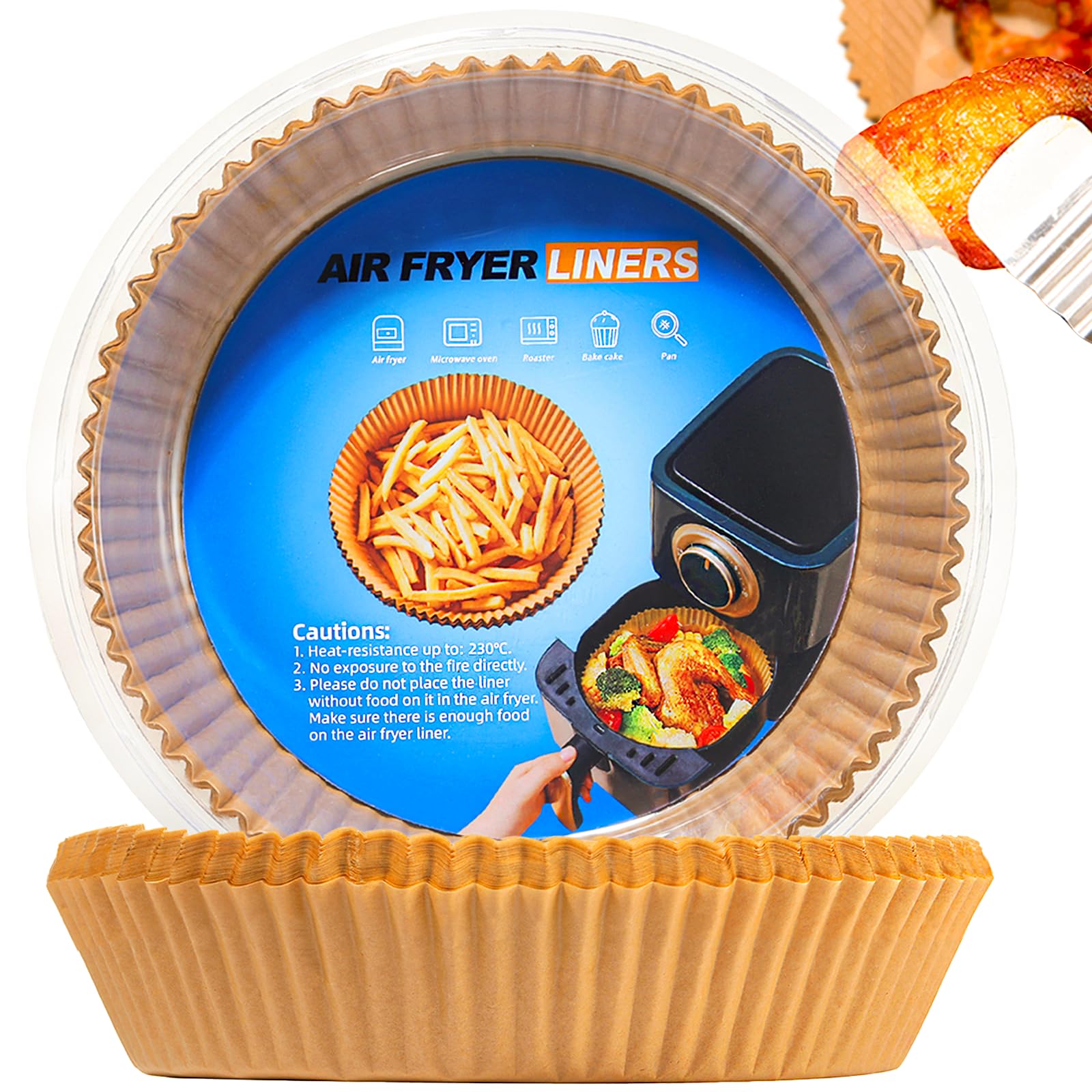 Air Fryer Liners Disposable,8 Inch 100 PCS Round Parchment Paper For Baking | Foopama Fit 5-8qt Heavy Duty Non-Stick Oil-Proof Resistant Paper Liners for Air Fryer Basket Microwave Oven Accessories