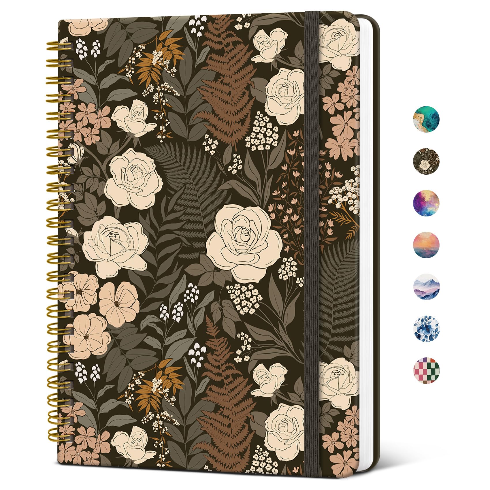 Taja Lined Spiral Journal for Women, A5 Cute Hardcover Notebook for Work