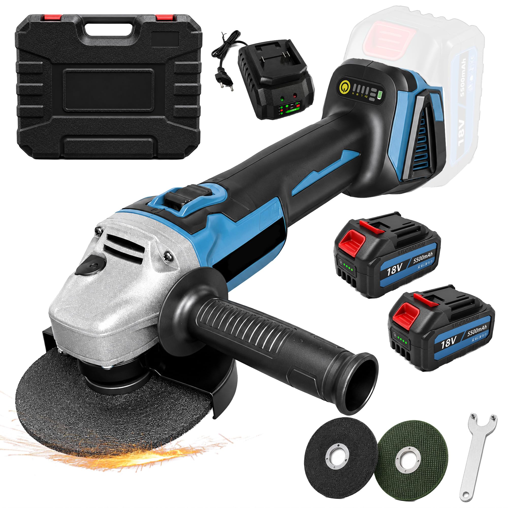 Akku Winkelschleifer,Kompatibel mit Makita 18V, Ersatz für Makita DGA504Z