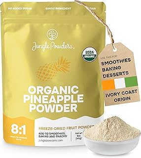 Pineapple Powder Organic 5 Ounce Bag USDA Certified & 3rd Party Lab Tested - Antioxidant Rich Smoothies Freeze Dried Pineapple Extract for Baking from Dried Pineapples - Non-GMO & Vegan Friendly