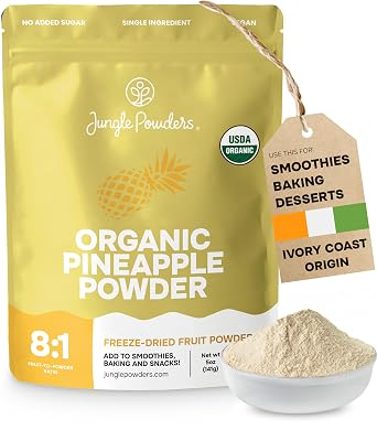 Pineapple Powder Organic 5 Ounce Bag USDA Certified & 3rd Party Lab Tested - Antioxidant Rich Smoothies Freeze Dried Pineapple Extract for Baking from Dried Pineapples - Non-GMO & Vegan Friendly