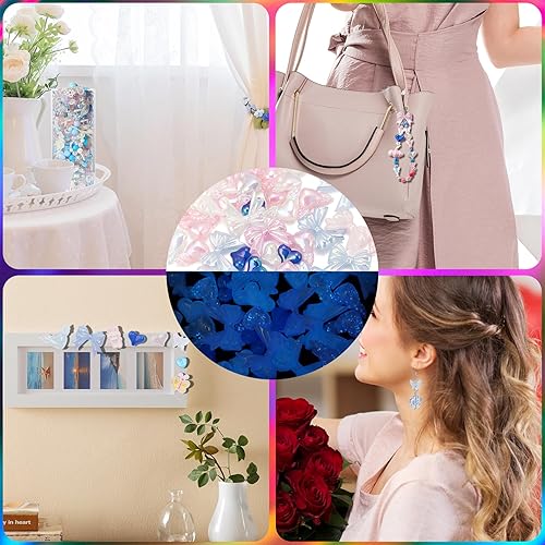 Miniatura 4 de Forise Cuentas de acrílico surtidas estilo aleatorio, caramelo rosa, pastel, flor, mariposa, cuentas a granel para hacer joyas, pulseras, collares,