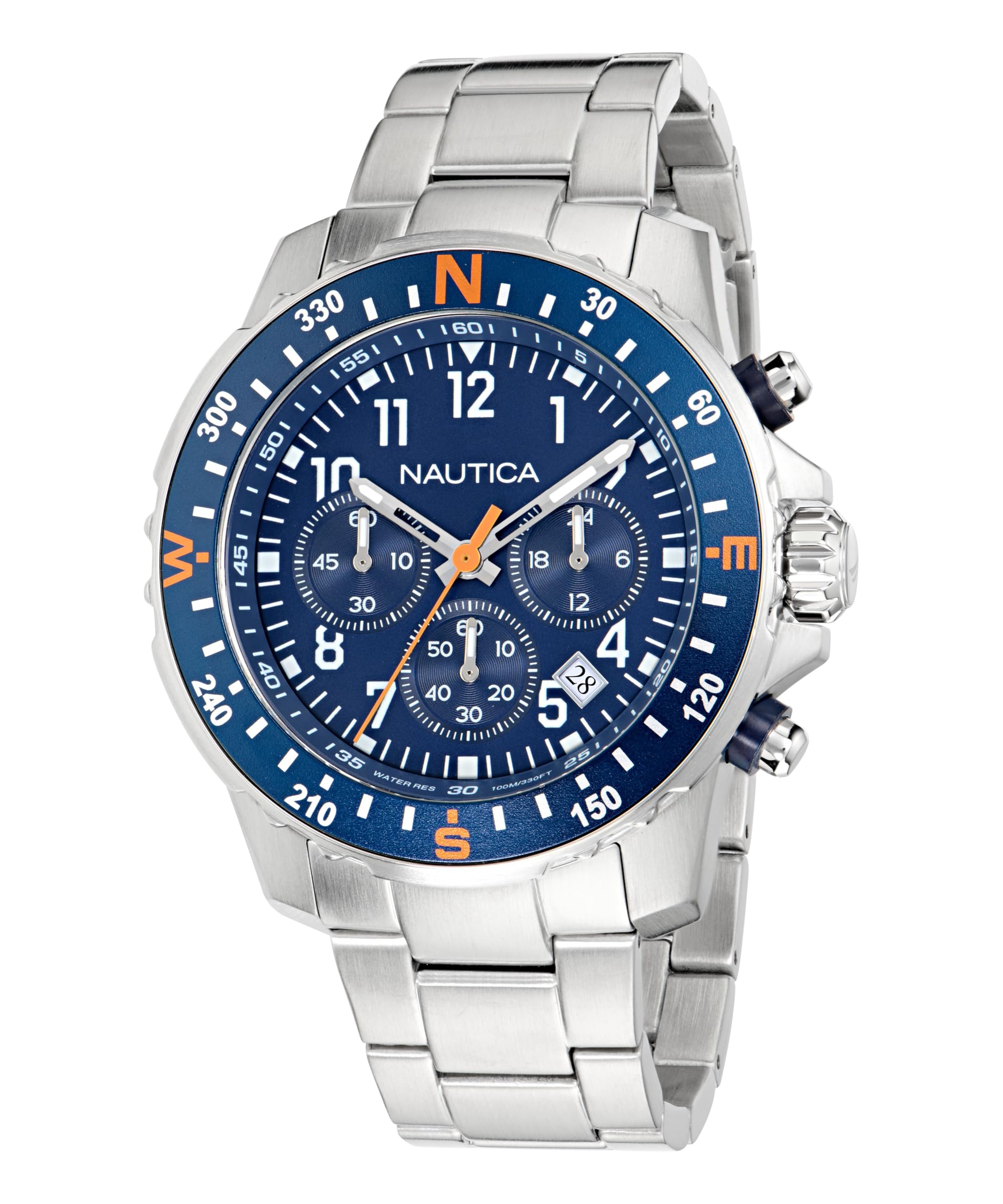 Nautica Riding Sail NAPRSS606 - Reloj de Pulsera de Acero Inoxidable con Correa de Silicona Azul para Hombre