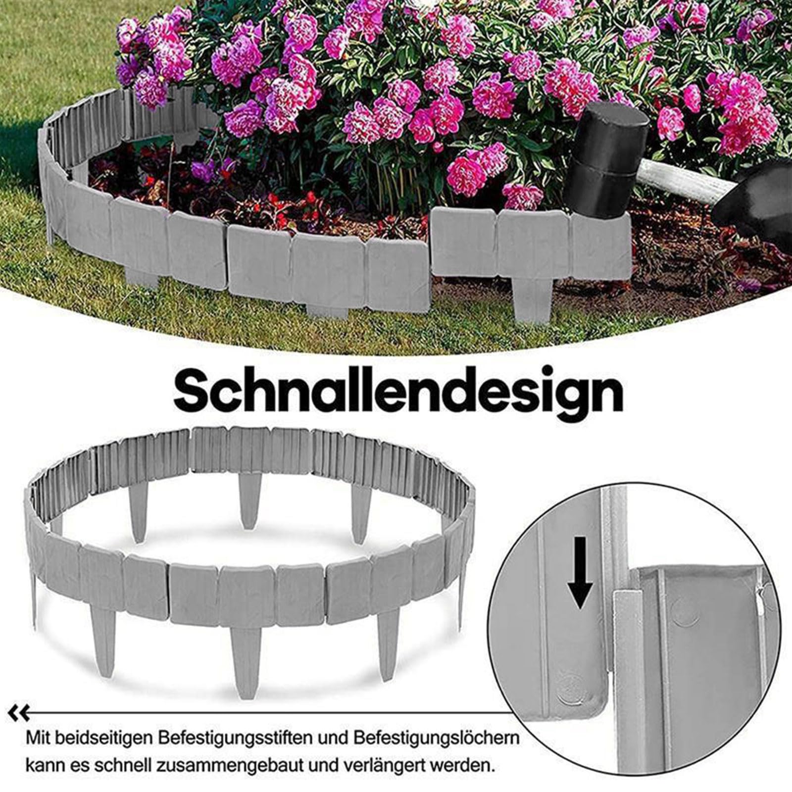 Recinzione decorativa da giardino, imitazione di pietra durevole per aiuole, facile installazione, bordo paesaggistico per decorazioni da giardino all'aperto