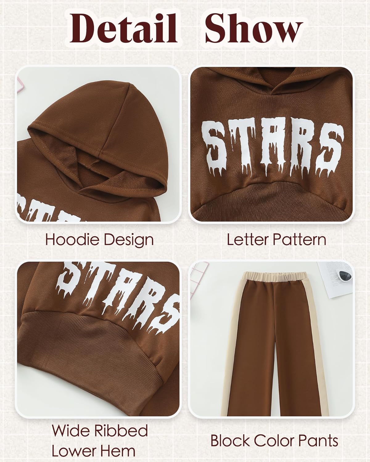 Girls' Clothing Set Crop Top Letter Hoodie Sweatpants Fall Winter Outfits Tween Girl Trendy Clothes Activewear 8-12 - Image 6
